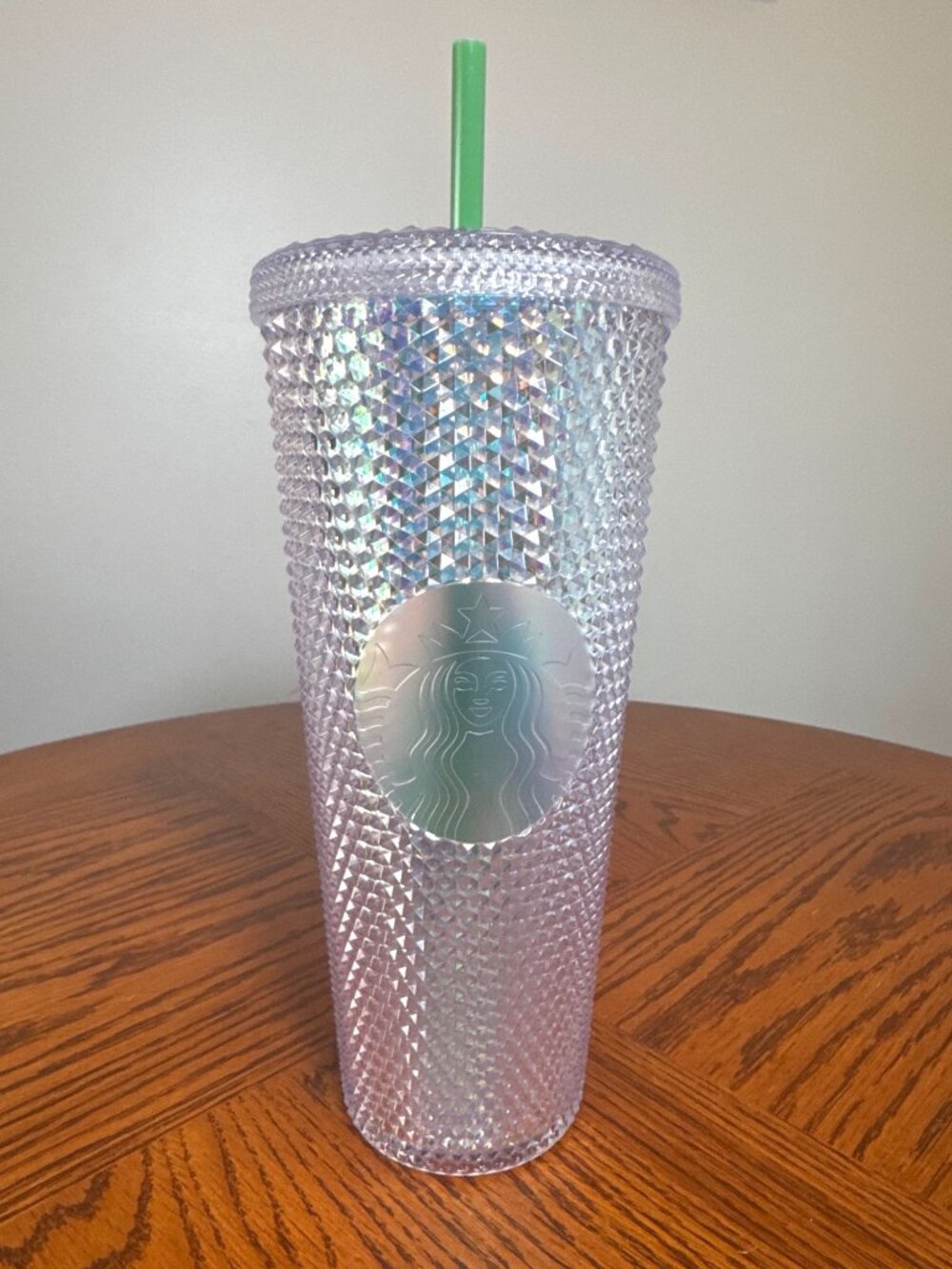 2021 Starbucks Iridescent Studded Tumbler Green Straw 24oz Acrylic Cup